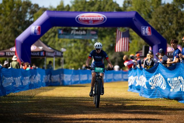 Coming home under the finish arch